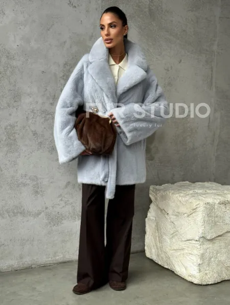 Полушубок из голубой норки - фото 4