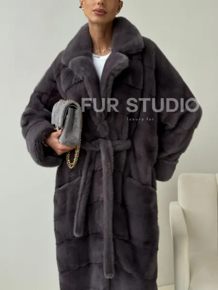 Норковая шуба - графит - фото 2