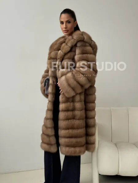 Шуба из куницы с капюшоном кобра - фото 7