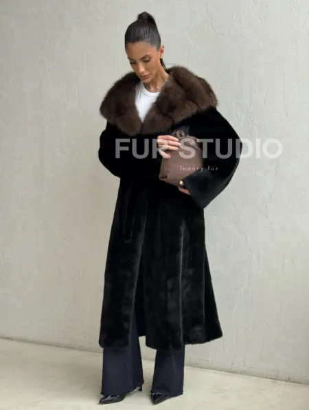 Норка кимоно BLACKGLAMA С капюшоном - фото 5