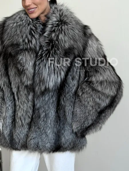 Шуба чернобурка - воротник шаль - фото 2