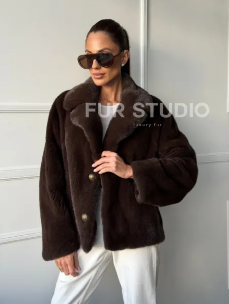 Пиджак норковый - английский воротник - фото 7