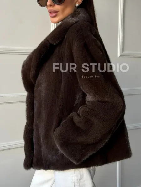 Пиджак норковый - английский воротник - фото 2