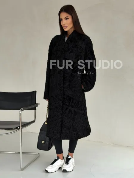 Черная шуба из каракуля - фото 6