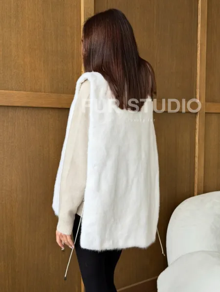 Белая норковая манишка - фото 4