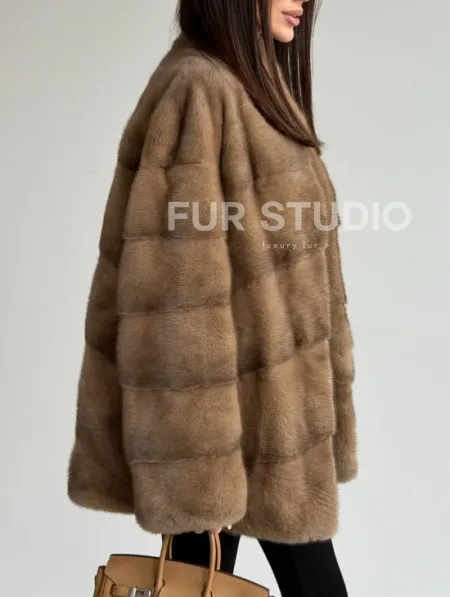 Полушубок пастель мех норка - фото 4