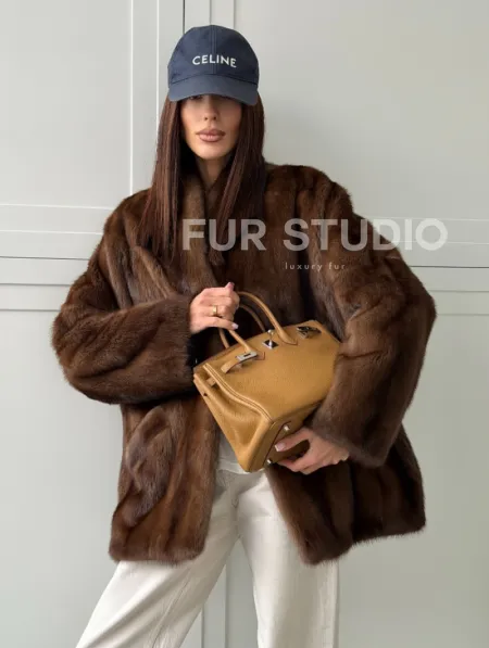 Норковая шуба под куницу (лесная норка) - фото 9