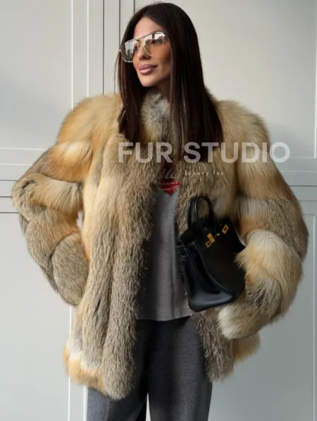 Полушубок из лисы - рукава косички - фото 5