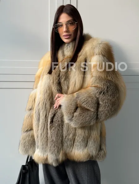 Полушубок из лисы - рукава косички - фото 10