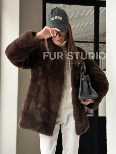 Женский норковый полушубок - фото 9