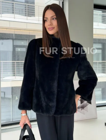 Укороченный норковый жакет - фото 0