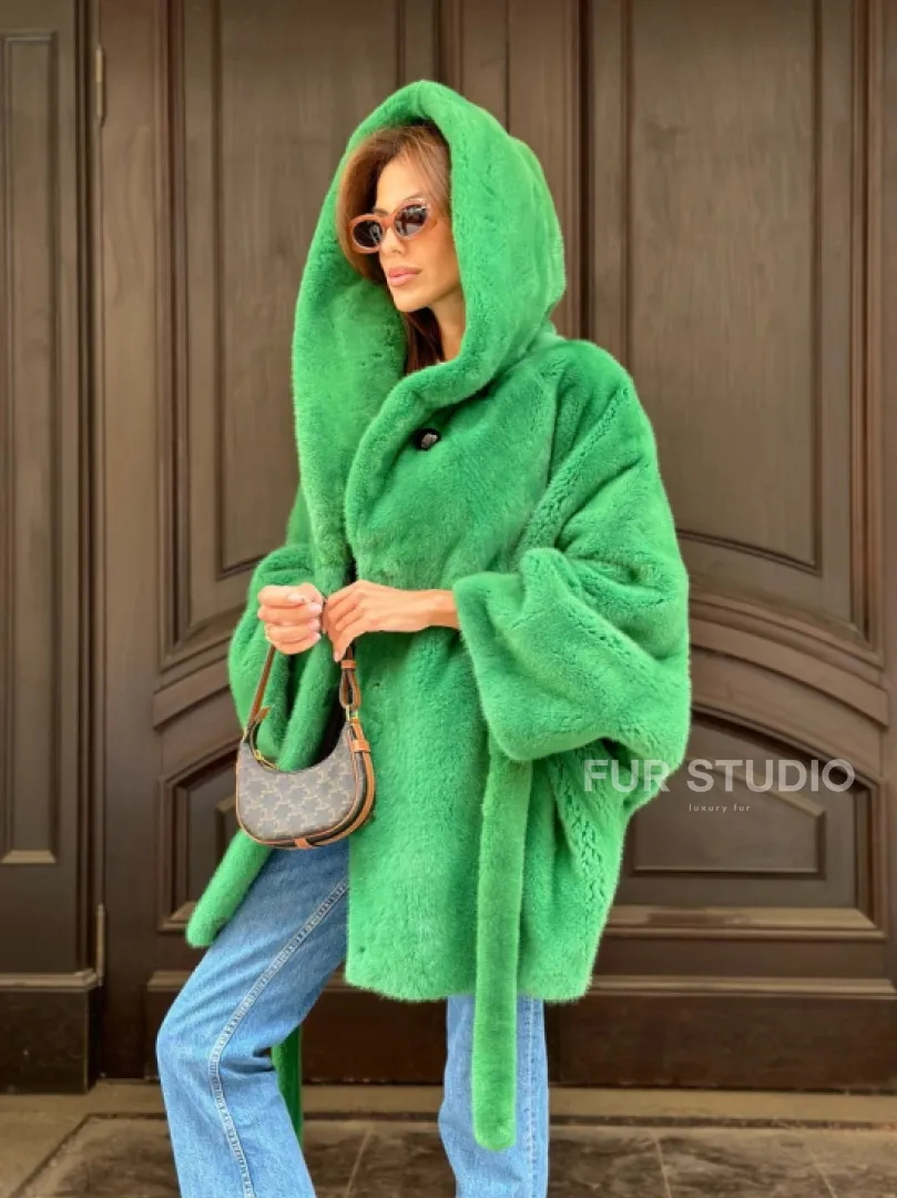 Шуба норковая с капюшоном 100524 - фото 3