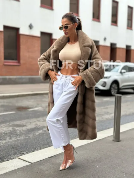 Норковая шуба в цвете пастель - аукционная норка - фото 5