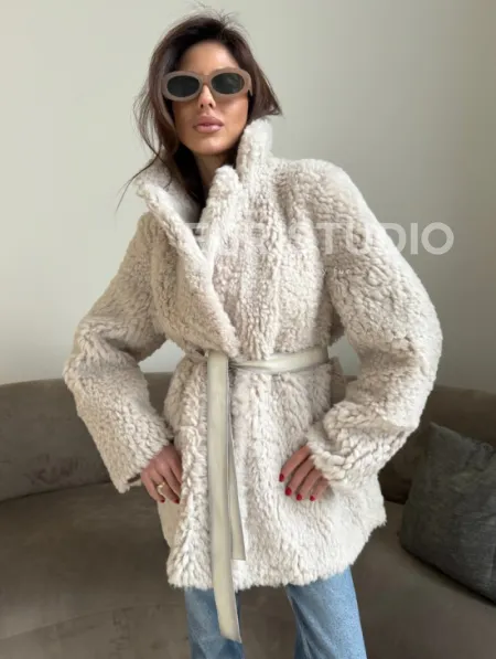 Двусторонняя дублёнка - шуба, мех тиградо английский воротник - фото 9