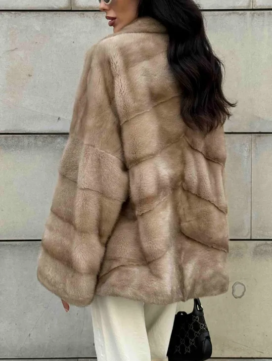 Полушубок автоледи из меха норки цвет пастель - фото 5