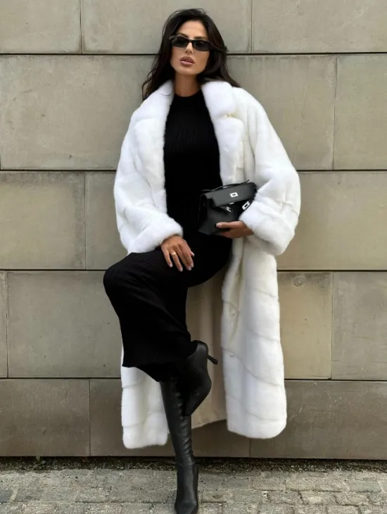 Длинная норковая шуба White COLLECTION с английским воротником - фото 7