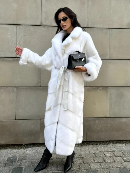 Длинная норковая шуба White COLLECTION с английским воротником - фото 8