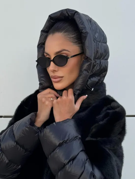 Курточка-жилет трансформер из меха норки с капюшоном - фото 4