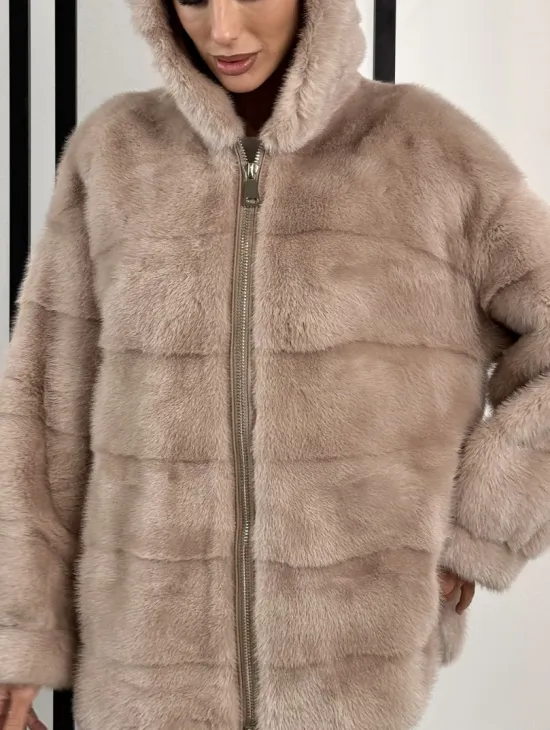 Зимняя меховая норковая курточка с капюшоном - фото 1