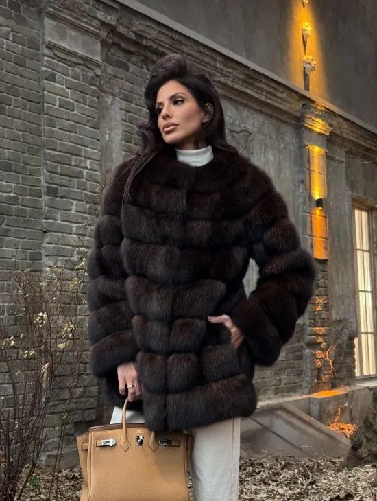 Шуба из соболя с воротником шанель, поперечка - фото 8