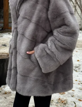 Полушубок норковый с капюшоном - фото 2