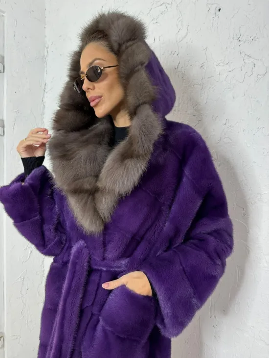 Норковое кимоно из меха Nafa в благородном топовом оттенке - фото 1