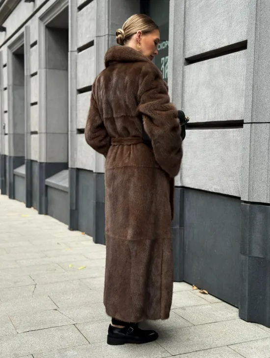 Норковая шуба - цвет соболь - фото 8