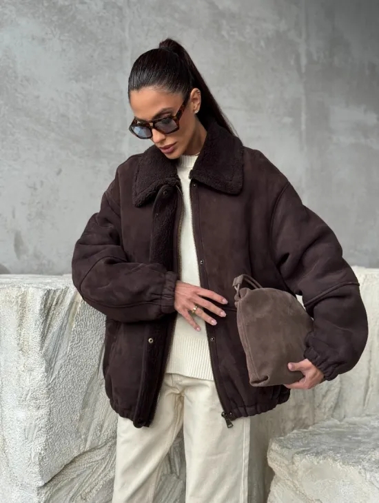 Дубленка бомбер женская - фото 11