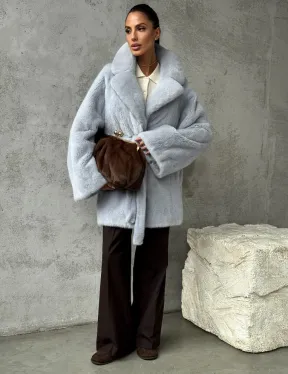 Полушубок из голубой норки - фото 4