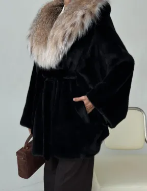 Норковый полушубок с капюшоном рысь - фото 2