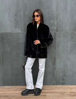 Черный норковый полушубок - фото 9