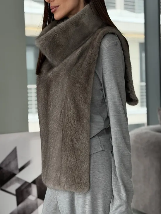 Манишка норковая серая - фото 5