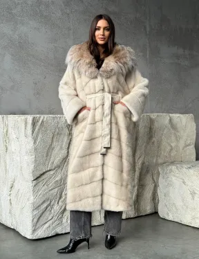 Норка шуба паркет с капюшоном рысь - фото 9