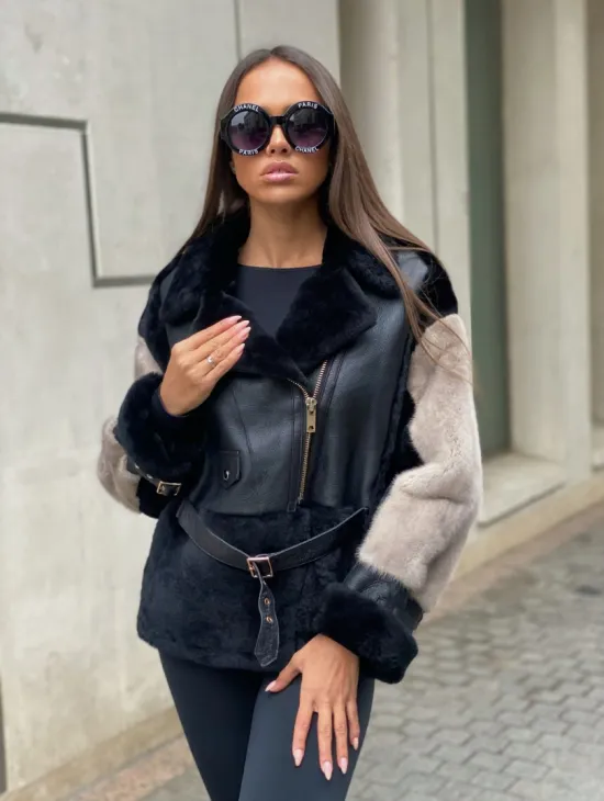 Дублёнка из мериноса с мехом норки - фото 6