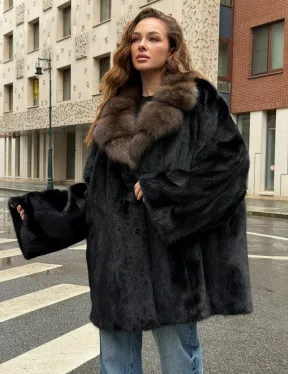 Норковая шуба - воротник куница - фото 5