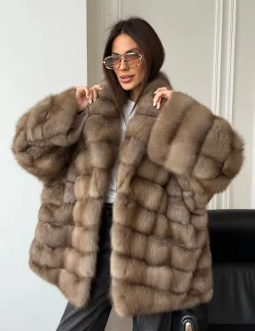 Шуба оверсайз из куницы - фото 9