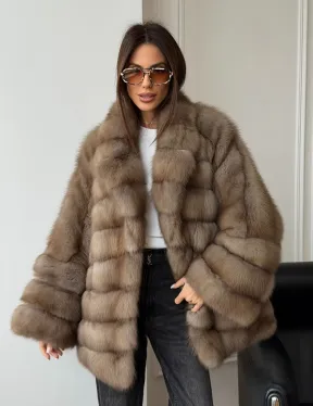 Шуба оверсайз из куницы - фото 8