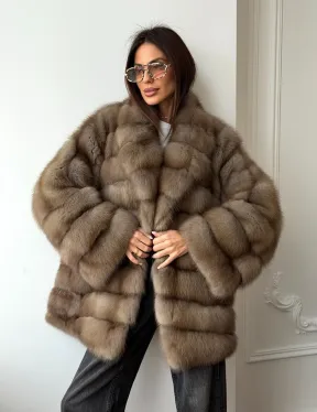 Шуба оверсайз из куницы - фото 10