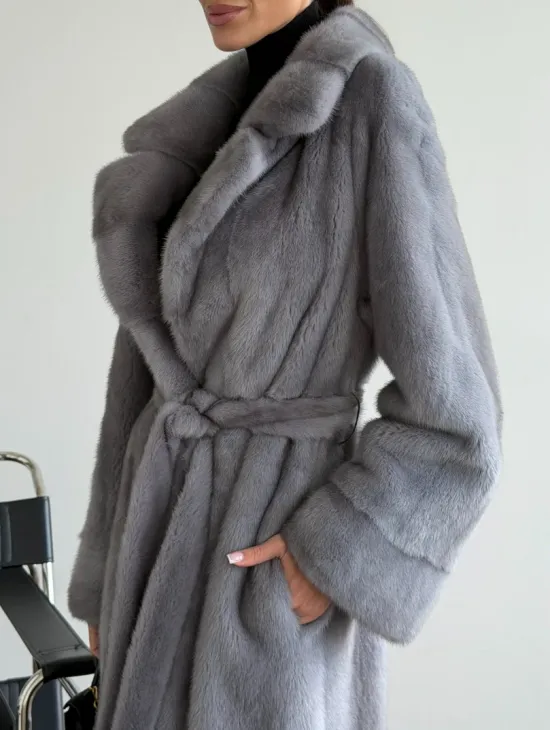 Голубая норковая шуба - фото 2