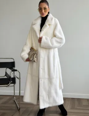 Белая норковая шуба в пол - фото 0