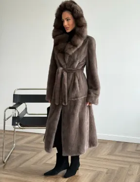 Шуба норковая длинная с капюшоном - фото 7