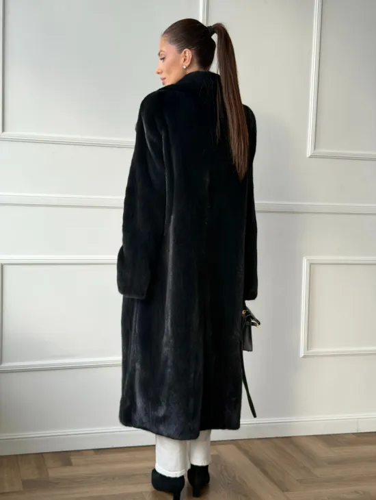 Норковая шуба с английским воротником - фото 7