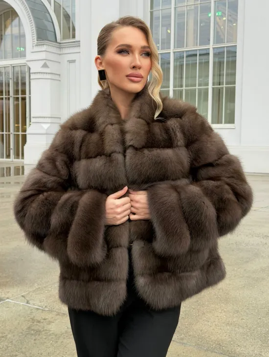 Меховой жакет из куницы - фото 18