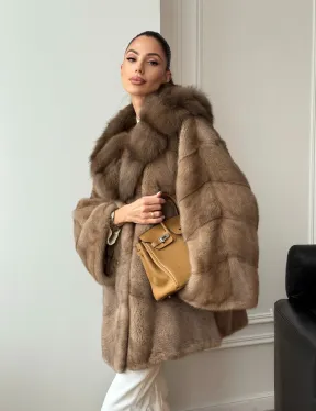 Шуба норковая с капюшоном куница - фото 12