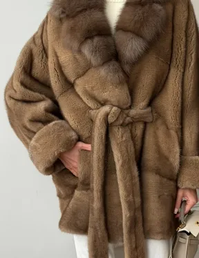 Шуба норка - воротник куница - фото 3