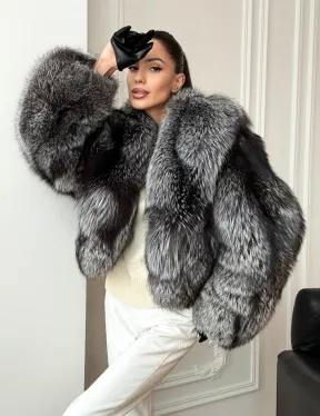 Кроп-шуба из чернобурой лисы - фото 11