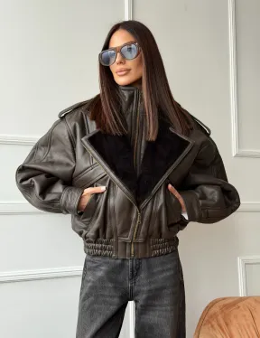 Стильная куртка - дубленка из овчины - фото 11