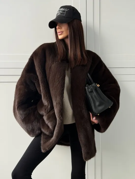 Куртка из норки с V - образным воротом - фото 0