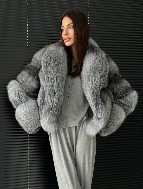 Полушубок - кроп из меха блюфрост - фото 6