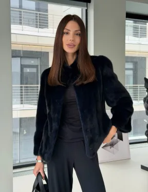 Укороченный норковый жакет - фото 11